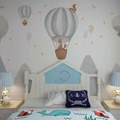 热销壁纸儿童房男孩简约墙纸卧室男生壁画卡通墙布壁布背景墙