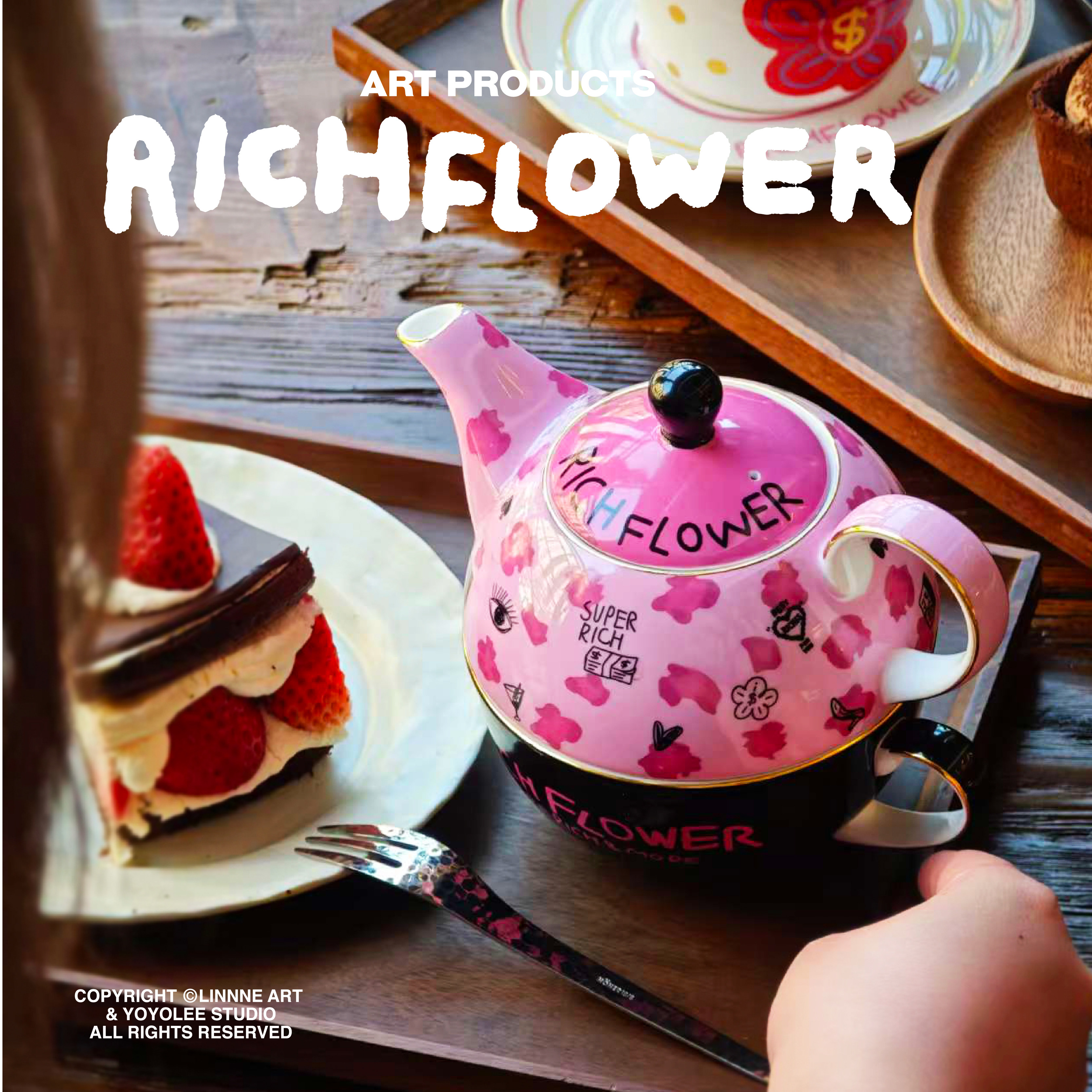 有钱花&斯达高「豹纹单人壶」陶瓷茶具下午茶送礼RICH FLOWERQ