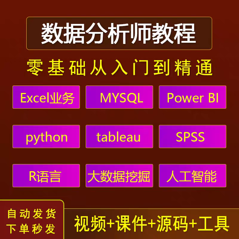 数据分析师视频教程零基础入门Python SPSS R语言实战项目课程图片