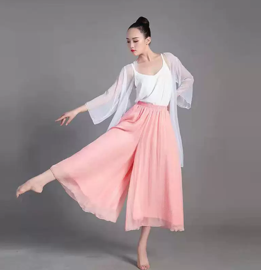 桑蚕丝休闲裙裤舞蹈服阔腿裤女宽松薄款运动显瘦垂感九分高腰短裤