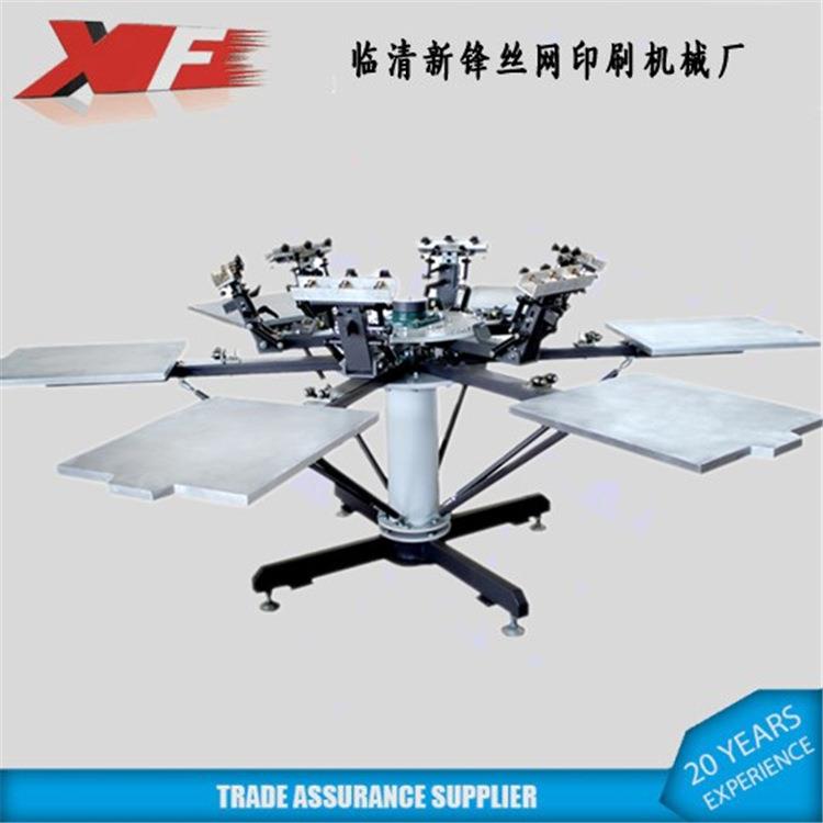 山东厂家印花机T恤轮转手动六色丝印机丝网套色轮转