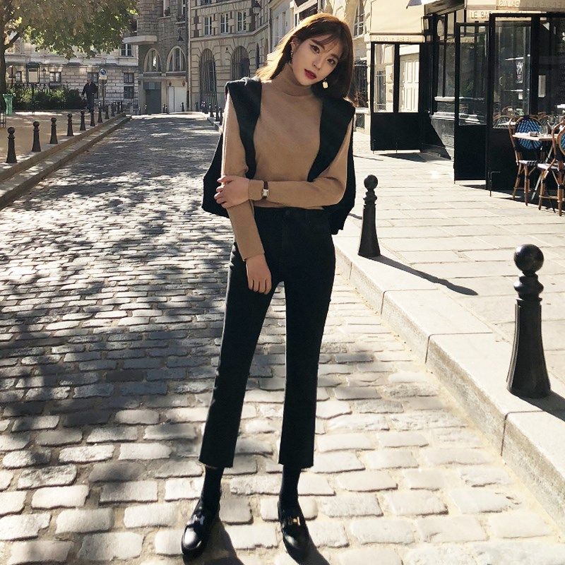 烟管裤女秋冬2024年新款加绒高腰黑色百搭显瘦小个子直筒牛仔裤子,女装/女士精品,牛仔裤,淘宝优惠券,粉丝福利购,淘宝优惠卷