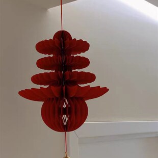 龙年过年折叠蜂窝红纸小灯笼2024元宵春节装饰品挂饰节日布置用品