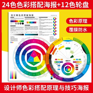 24色色相环色轮卡12色相环设计师色彩搭配调色配色卡色轮表中文颜