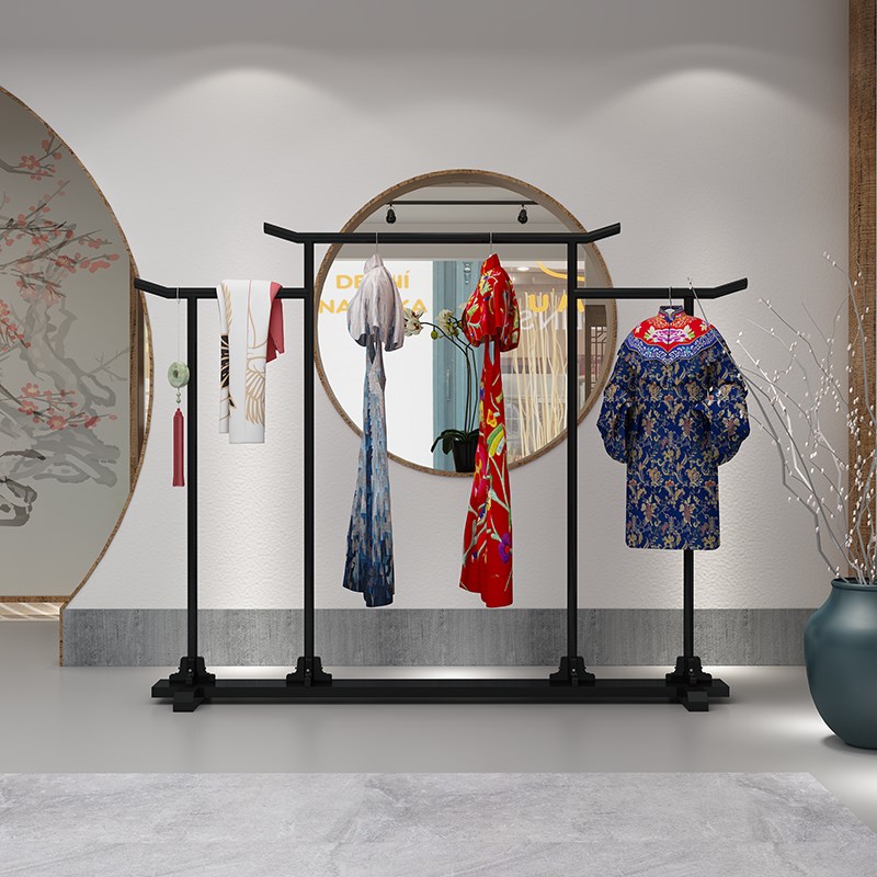 新中式实木落地衣帽架秀禾服展示架挂衣架卧室落地中式衣架落地