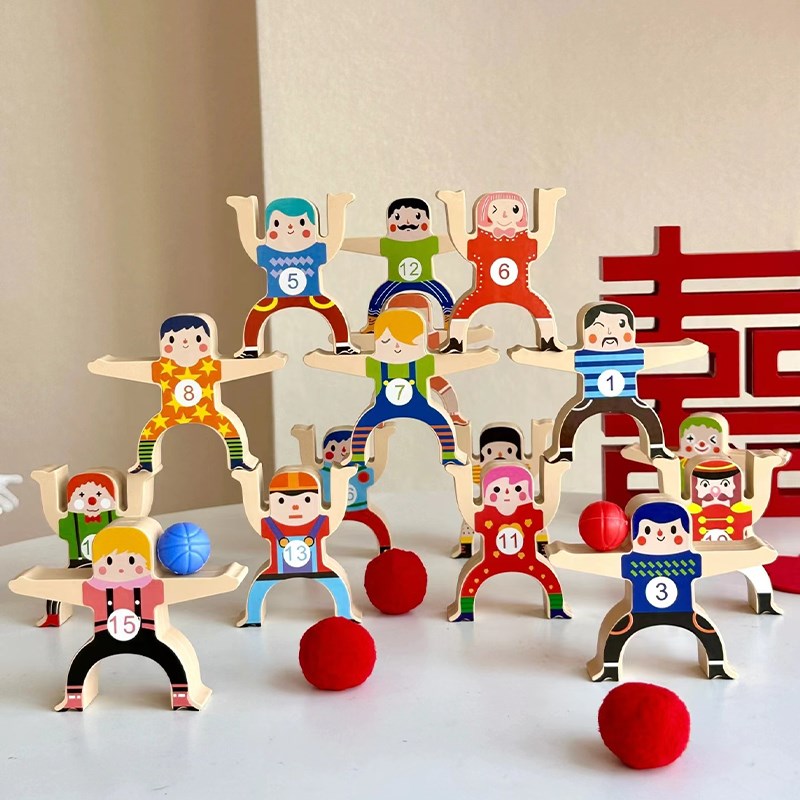 接亲游戏道具创意堆堆高大力士平衡叠叠乐积木层层叠罗汉小人玩偶