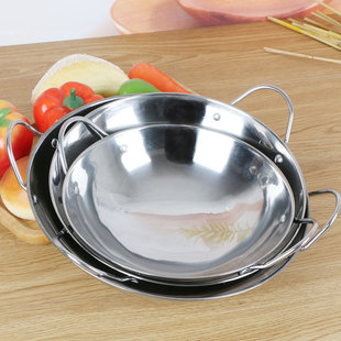特厚不锈钢锅仔酒吧鼎 圆底平底8寸9寸10寸 家用小火锅干锅酒精炉