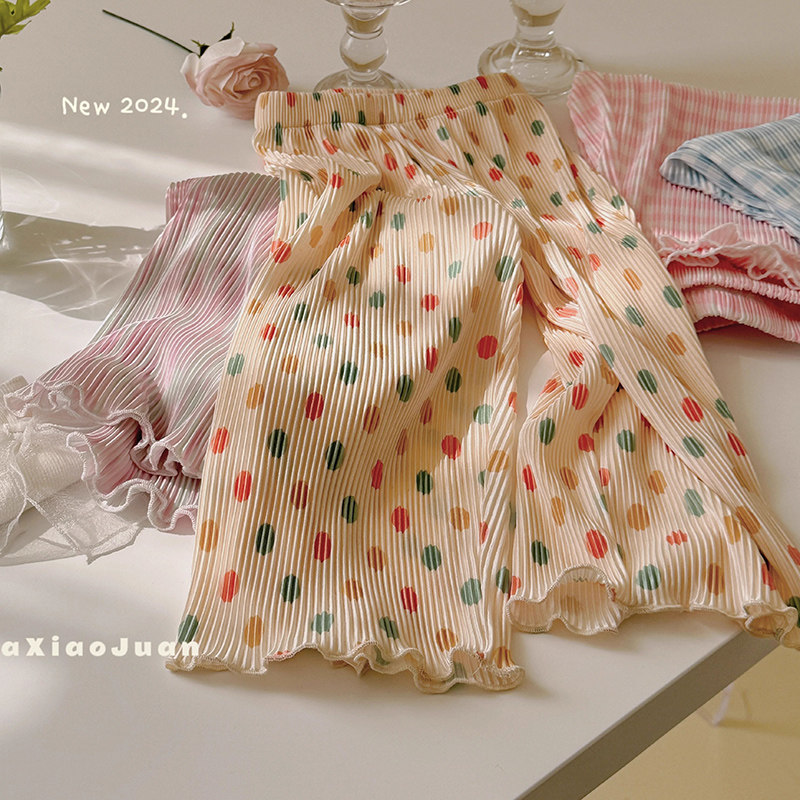 女童阔腿裤童裤子夏季薄款褶皱防蚊裤女宝宝抖抖裤儿童微喇裤洋气,童装/婴儿装/亲子装,裤子,淘宝优惠券,粉丝福利购,淘宝优惠卷