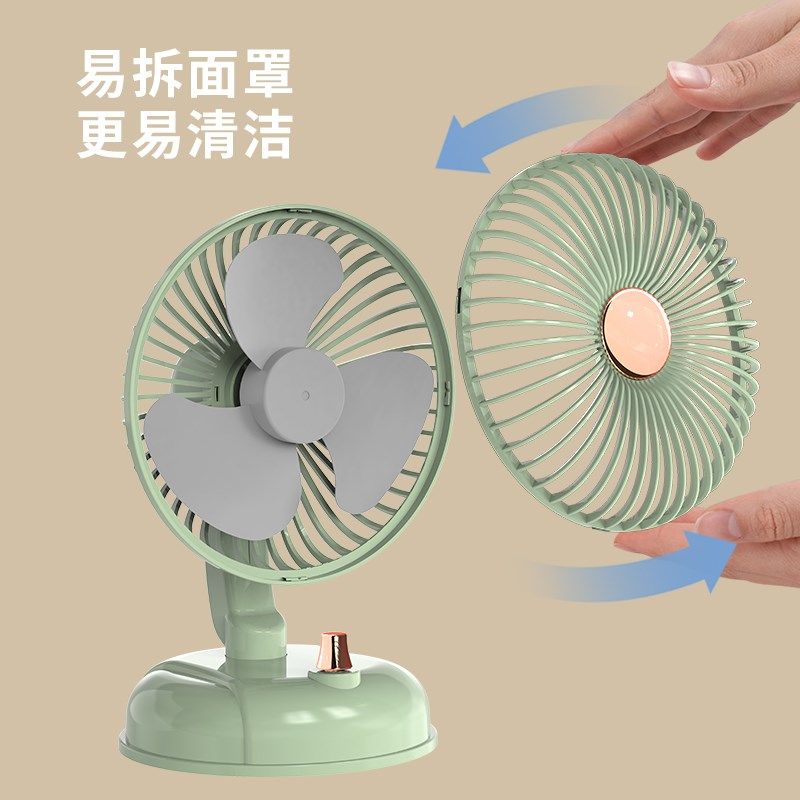 usb小风扇静音复古摇头可充电型学生宿舍办公室桌面便携式大风力