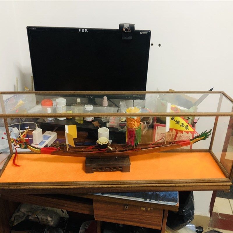 传统龙舟木雕模型 龙船模型家居饰品工艺船摆件复古非遗产品