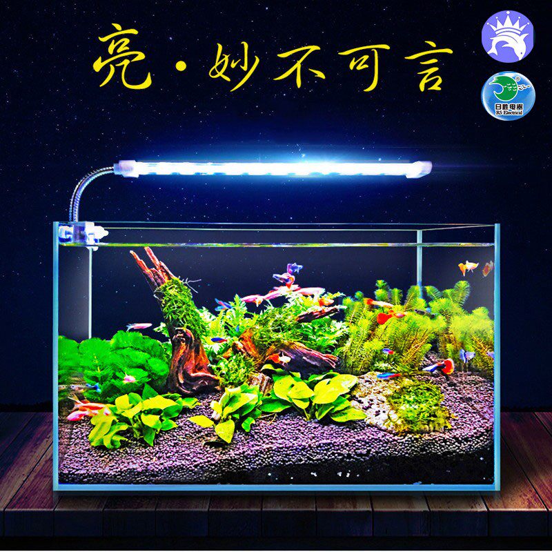 小鱼缸LED水晶夹灯高亮度水族箱水草照明小型迷你乌龟缸防水灯架
