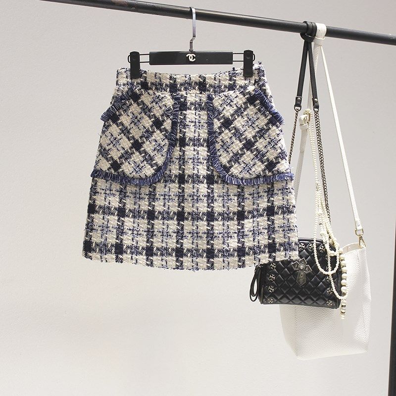 a字裙半身裙女裙秋冬新款职业格子裙包臀短裙正装一步裙职场裙