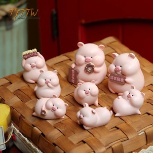 卡通可爱肥肥的憨憨猪小胖猪发财小猪猪摆件吉祥寓意客厅家居装饰