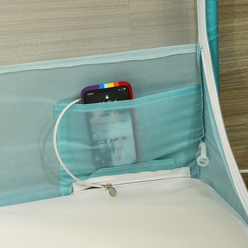 新款床笠蚊帐防摔儿童回底坐床式三开门拉链1.5米1.8m蒙古包纹账