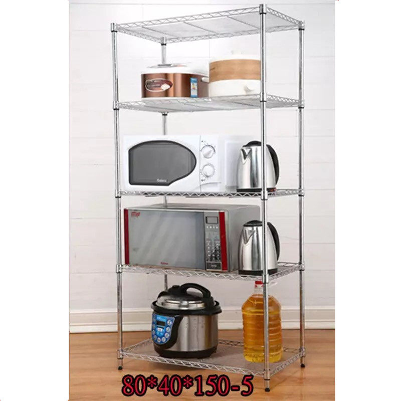 长80宽40储物架不锈钢色厨房置物架微波炉架锅架四层落地架整理架