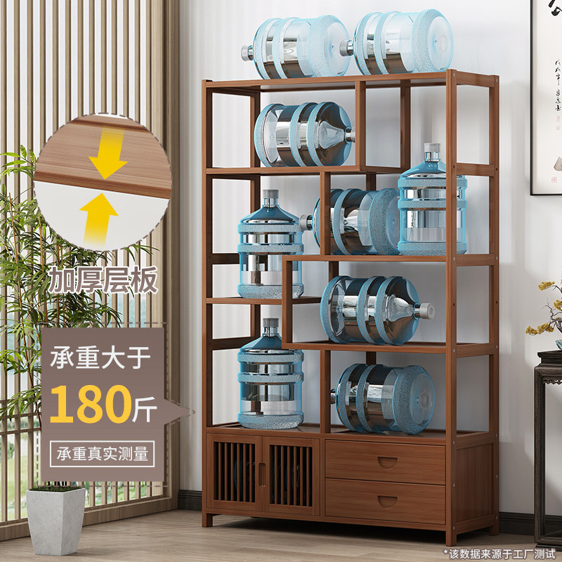 实木靠墙博古架客厅隔间展示柜新中式茶室置物架电视旁轻奢收纳层