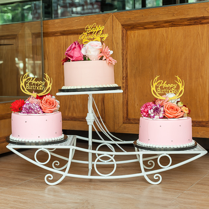 铁艺创意船型三层婚庆蛋糕架子生日婚礼多层糕点展示架甜品台