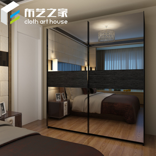 移门衣柜玻璃定制掉滑门白色烤漆衣橱整体衣柜推拉门衣柜