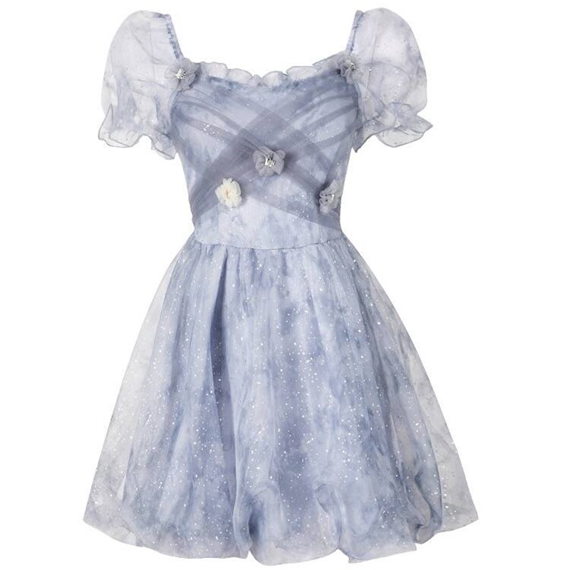 在逃公主甜美网纱蓬蓬连衣裙女夏季新款小个子法式温柔风绝美短裙