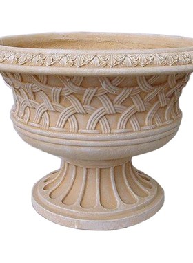 欧式田园风格仿竹编花盆新房庭院花园门厅装饰摆件花瓶花器花桶