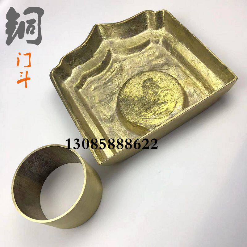 仿古中式木门铜脚寺庙大门铜配件纯铜门斗脚套门底座黄铜家具脚垫