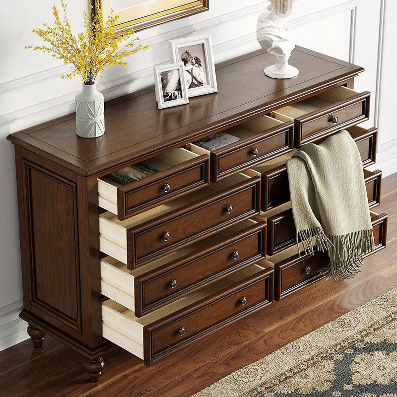 美式乡村纯全实木斗柜客厅柜子储物玄关柜收纳柜九斗柜卧室电视柜