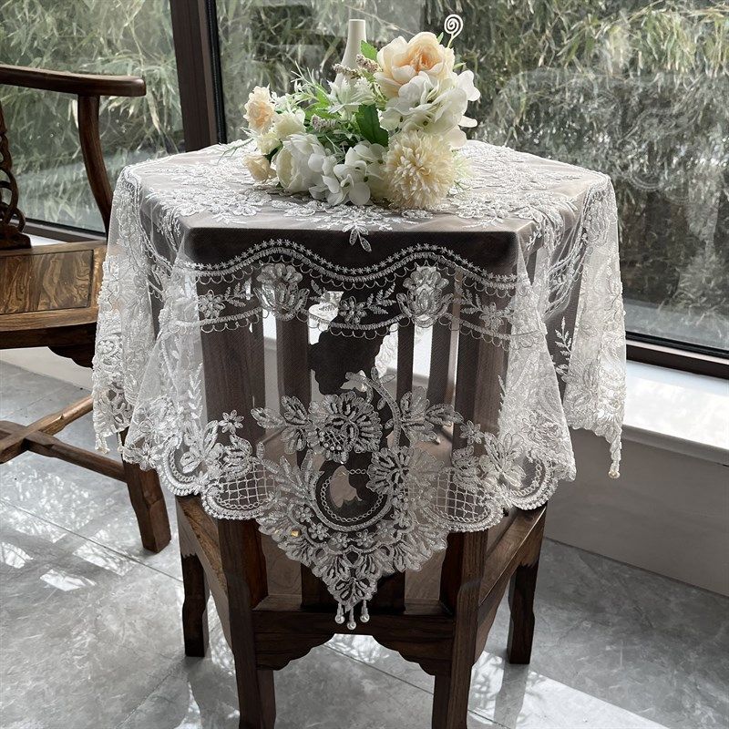 欧式蕾丝手工钉珠复古桌布小圆桌洗衣机床头柜空调防尘盖巾布艺,居家布艺,桌布,淘宝优惠券,粉丝福利购,淘宝优惠卷