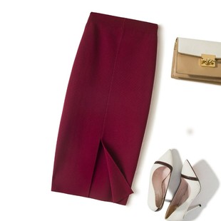 2021秋冬黑色针织半身裙包臀中长款配卫衣开叉一步裙毛线羊毛长裙