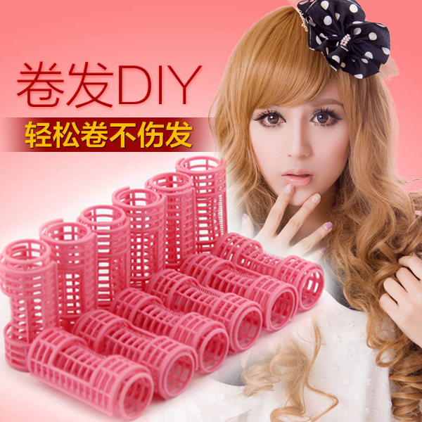 老式空心卷发筒空气刘海固定神器带齿美发蓬松工具子母塑料卷发器