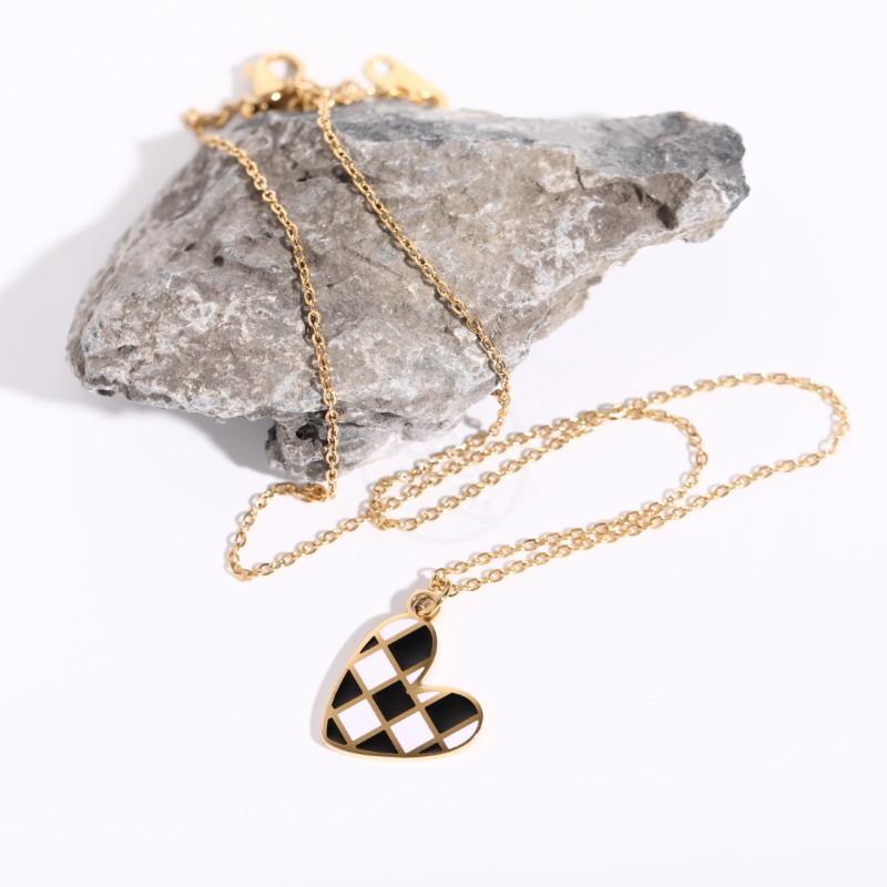 -Niche design sense ins chessboard black and white peach hea