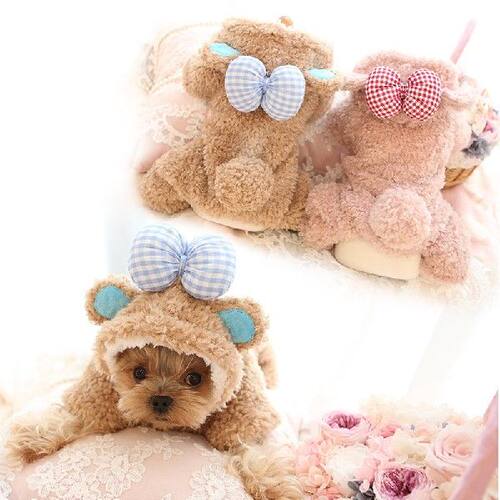 好货Winter Dog Clothes Rabbit Design Plush Warm Pets Dogs