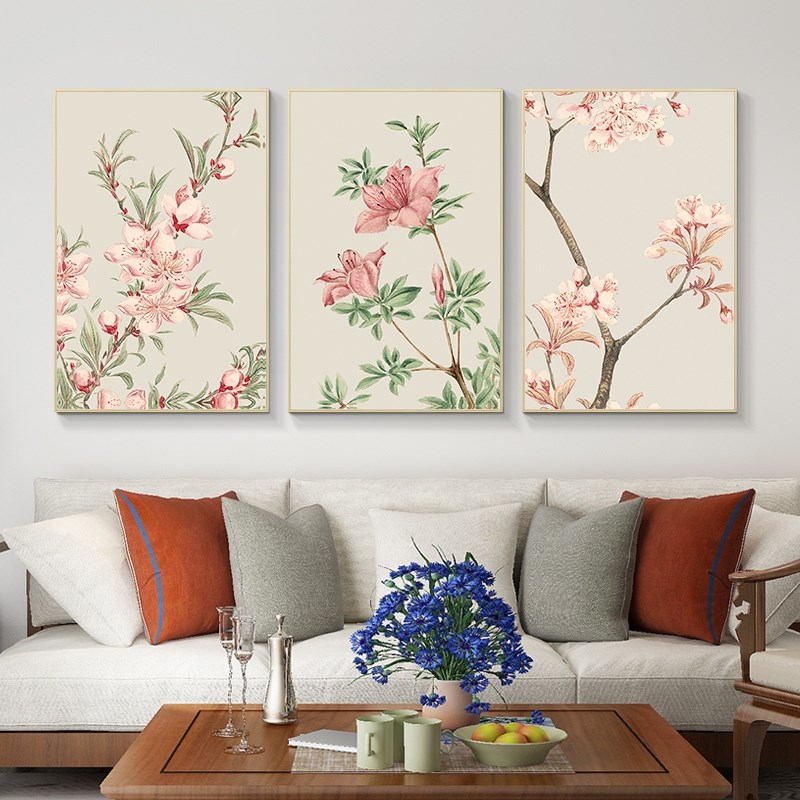 餐厅玄关桃花定做客厅床头装饰画樱花日系挂画梅花日本卧室日式壁图片