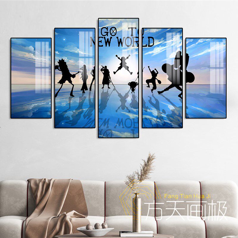 极速海贼王索隆装饰画客厅五联晶瓷房间挂画卧室沙发背景墙航海王