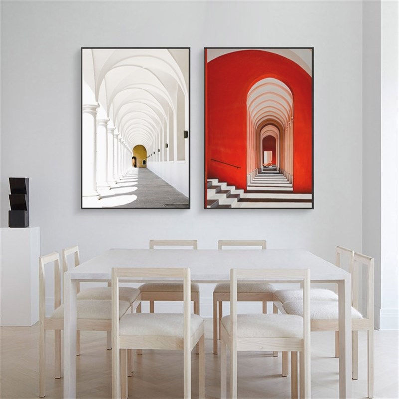 建筑拾叁 现代简约定做酒店装饰画抽象三联画 客厅艺术空间壁挂画图片