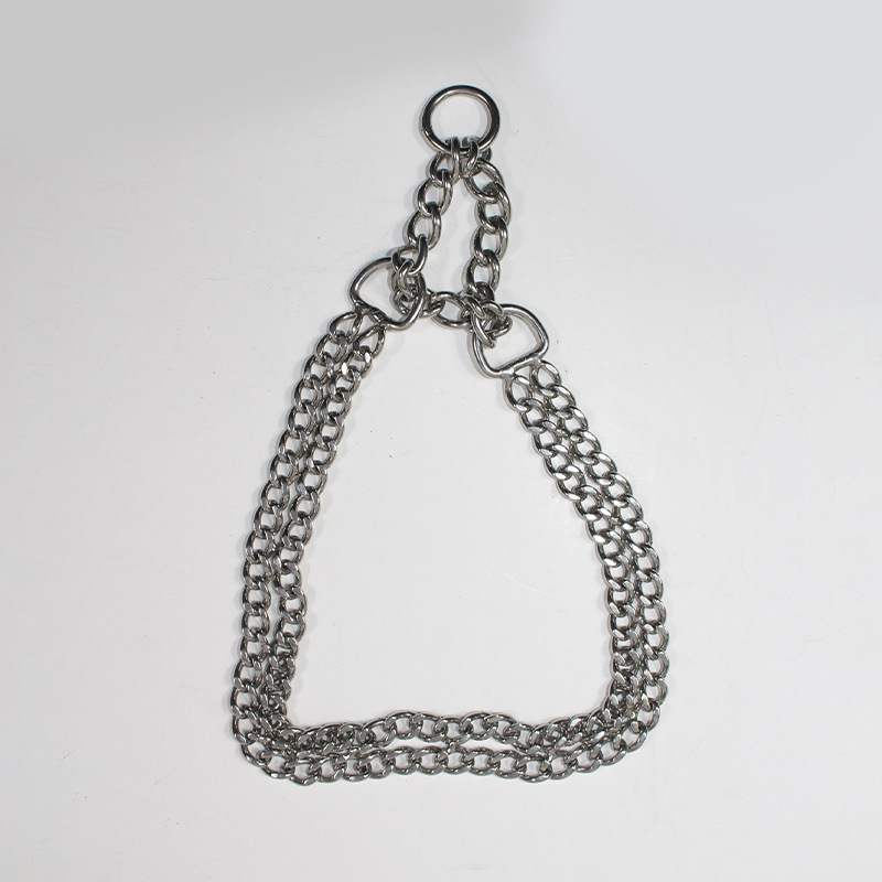 Double row stainless steel neck ring horse dog P chain dog