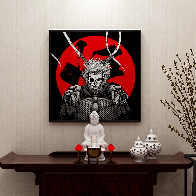 定做饭店壁画新中式餐厅墙面装饰画齐天大圣孙悟空挂画个性创意艺图片