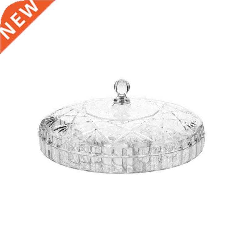 极速B0KB Round Candy Snack Tray with Lid Fruit Picnic Food