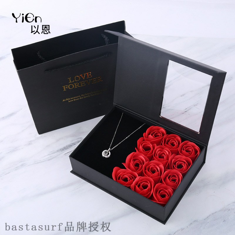 Rose Jewelry Gift Box Pendant Necklace immortal flower jewe