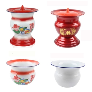 。桶尿筒搪瓷痰盂痰罐带盖子子防臭老式成人塘瓷小朋友高脚痰桶啖