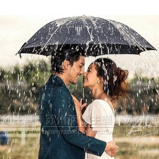 新款婚纱摄影道具 影楼拍照道具 外景拍照道具 黑色大雨伞 淋雨伞