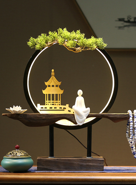 新中式禅意中国风摆件书房酒店民宿玄关桌面装饰品创意家居微景观