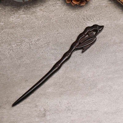 Handmade Carving Ancient Chinese Hairpin Black Sandalwood Ha