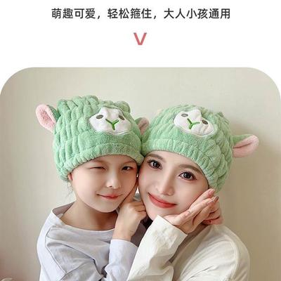 新品儿童干发帽女童2023新款宝宝可爱洗头巾超强吸水速干加厚浴帽
