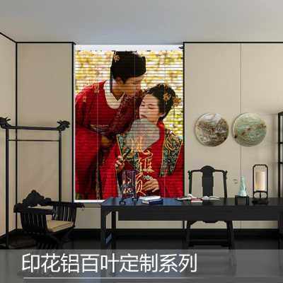好货梵锦 021mm厚度印花铝百叶窗帘遮光防水免打孔安装定制图案.