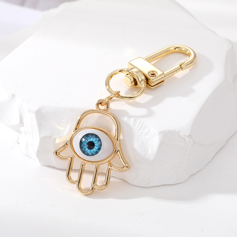 Hollow Blue Evil Eye Hamsa Hand Keychain Keyring Friend