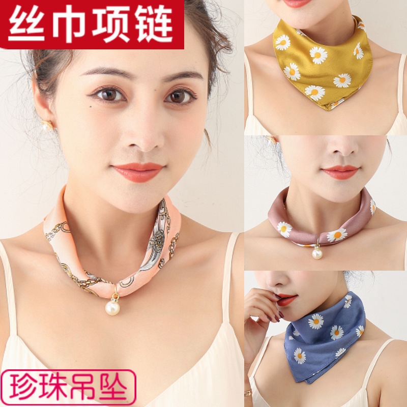 磁扣丝巾围脖女春秋护颈脖套韩版百搭时尚丝巾冬季薄款假领子新款