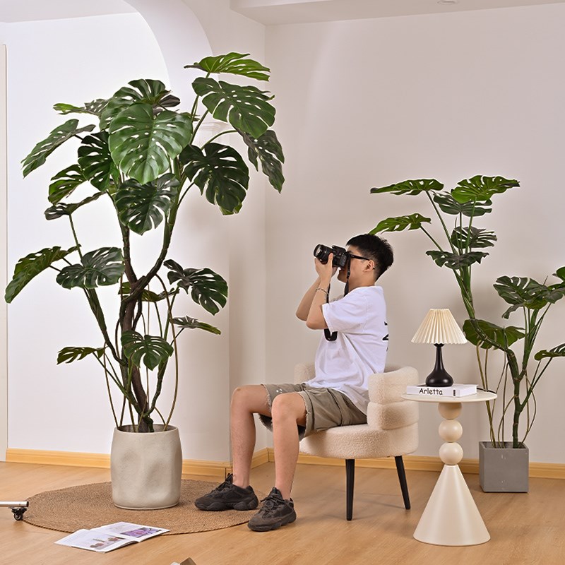 仿真绿植龟背竹客厅办公室仿生室内植物盆栽摆件大型落地装饰假树