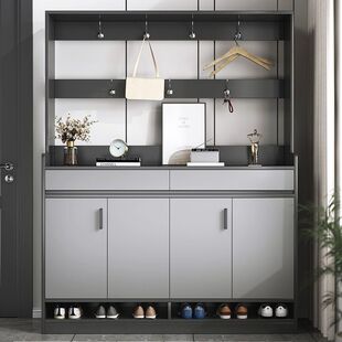 鞋柜鞋架门口进门上档次新款轻奢鞋柜家用结实耐用入户门挂衣组合