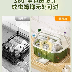 碗筷收纳盒小型家用厨房放碗具碟架沥水架子桌面装盘餐具翻盖橱柜
