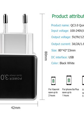 Quick Charge 3.0 4.0 USB Charger Universal 5V 3A Fast Chargi